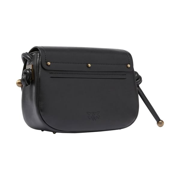 Pinko Sadel Mini Vitello Nappato Handväska - Svart - Svart
