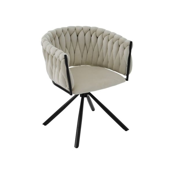 Sæt med 6 drejbare spisestuestole i beige velour - moderne design