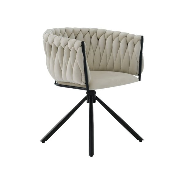 Sæt med 6 drejbare spisestuestole i beige velour - moderne design