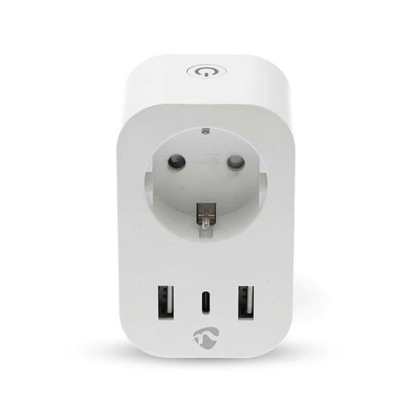 Ansluten kontakt - NEDIS - Typ E - 3680W - 2 USB-A-portar - USB-C PD - Timer