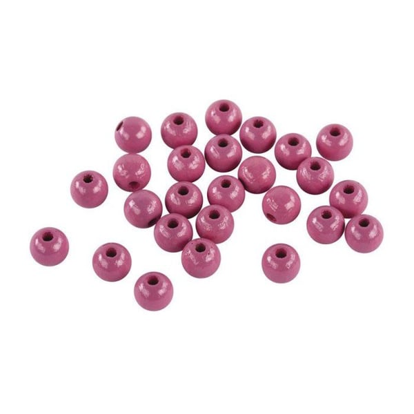 FSC 100% träpärlor, polerade, 8mm 82 stycken, mörk rosa