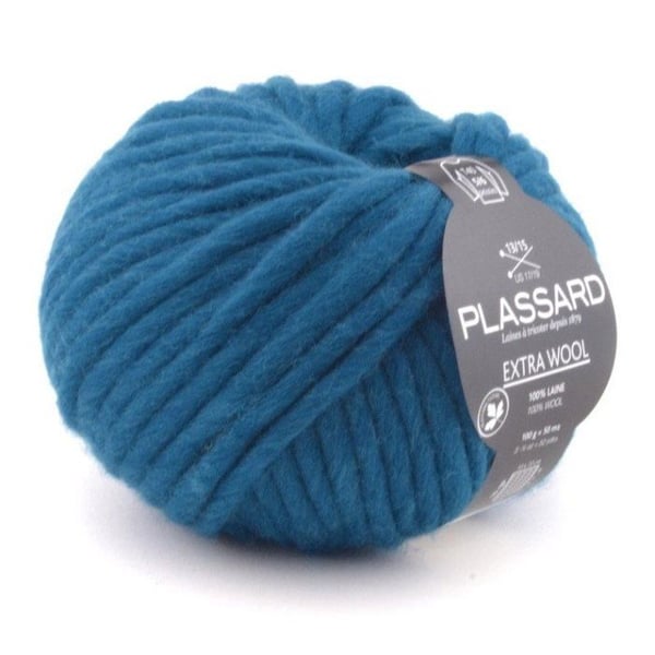 Plassard - Grosse laine mèche Extra Wool 306 Blå 100% Ull