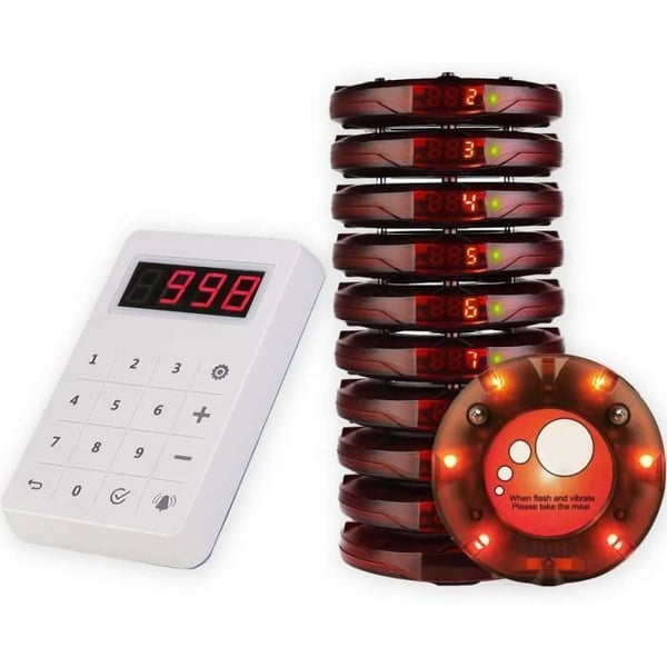Retekess TD158 Restaurang Personsökare Mini Trådlöst samtalssystem Nixie Tube Touch Screen Laddning Ljus 10 Personsökare uppgraderad