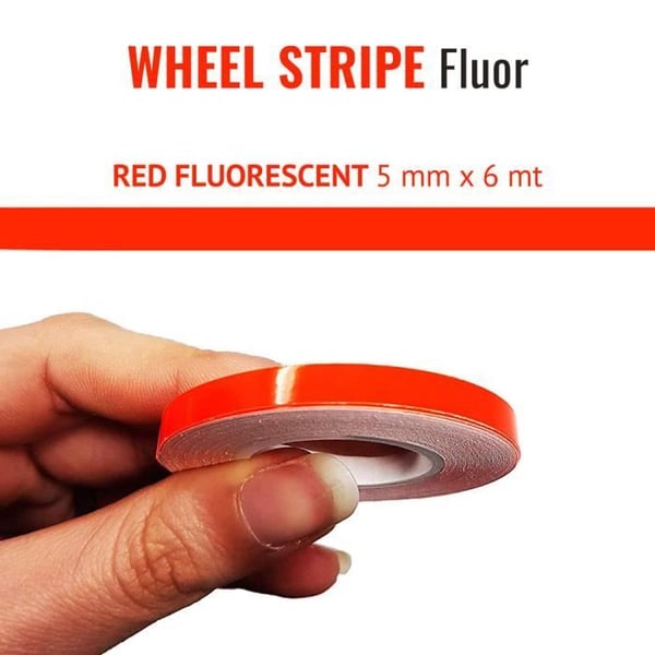Klistret band för fälgar - 4R QUATTROERRE.IT - Fluorescerande Röd - 5 mm - 6 meter - Hållbara