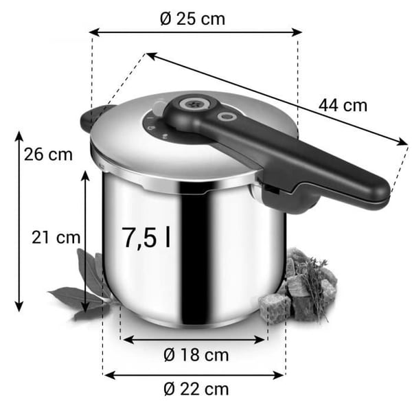 Trykkoger - Tescoma - 702108 - 7,5 L - Rustfrit stål - Induktionskompatibel