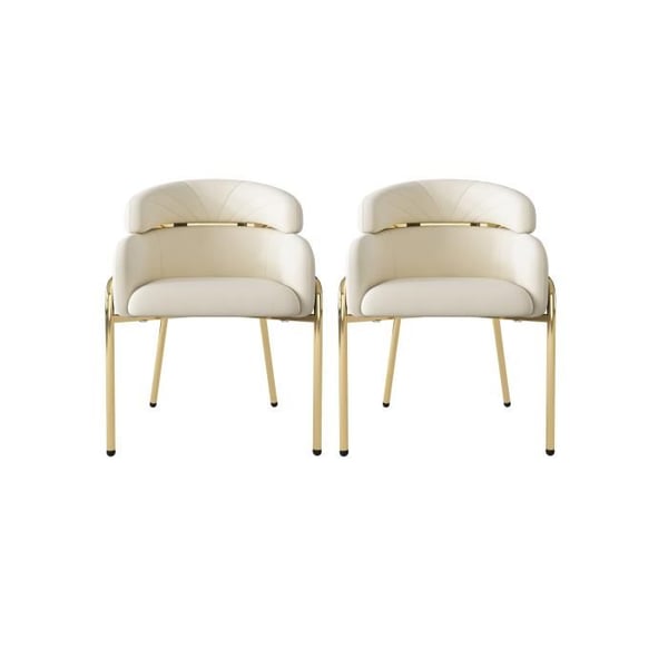 Spisestol - MUVOE - Let luksus - Beige velour - Metalben - Sæt af 2