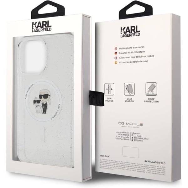 Coque iPhone 15 Pro 6.1" - Karl Lagerfeld - Karl & Choupette - Transparent - Rigid - Glänsande