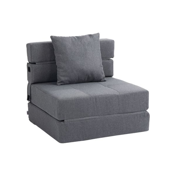 Fällbar bäddfåtölj 2 i 1 - HOMCOM - Mörkgrå - Max. belastning 100 kg - Optimal komfort - Modern design