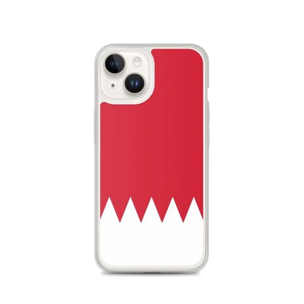 Telefonfodral – Bahrains flagga – Kompatibel med iPhone 14 – Mjukfodral – Hållbar och stötresistent - Silikon - Pixelforma