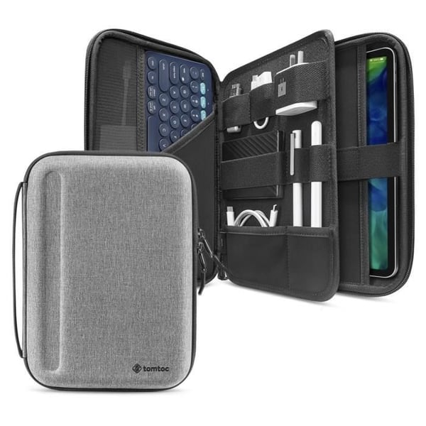 Padfolio för tablet 11" - TOMTOC - Modell Plus - EVA - Grå - Kompatibel med iPad och Galaxy Tab