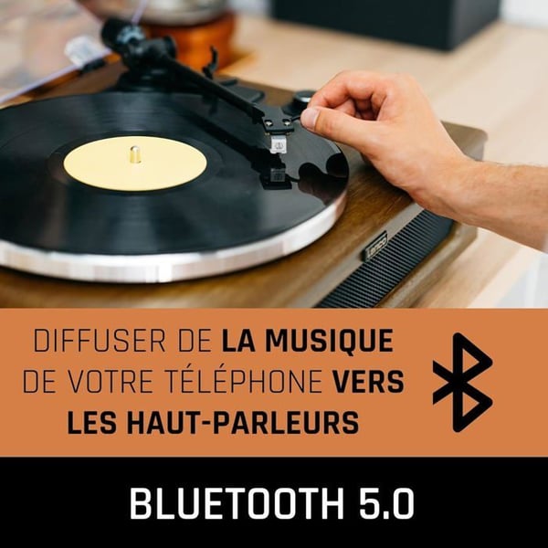 Platine Vinyle Bluetooth 5.0 - Lenco - fire indbyggede højttalere 40W RMS - LS-410WA - Mørkt træ