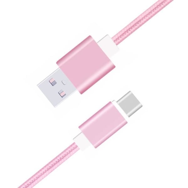 Typ C-kabel - PH26 - Honor 90 Pro - Flätad Nylon - Rosa - Snabbsynk