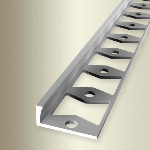 PROVISTON Avslutningsprofil l 22,5 mm H 6 mm L 2500 mm Anodiserad aluminium Dubbelprofil K Silverfärgad Sluten Stansad
