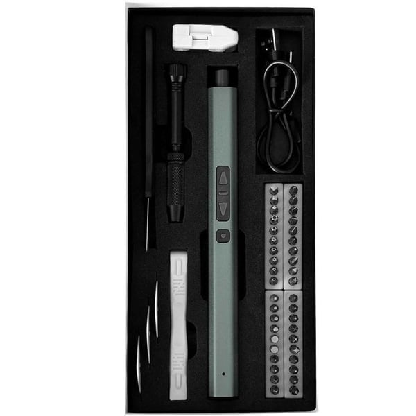 Elektrisk Skruvmejsel - AVIZAR - Precisionsmodell - 49 Bits - Uppladdningsbar USB - Grön