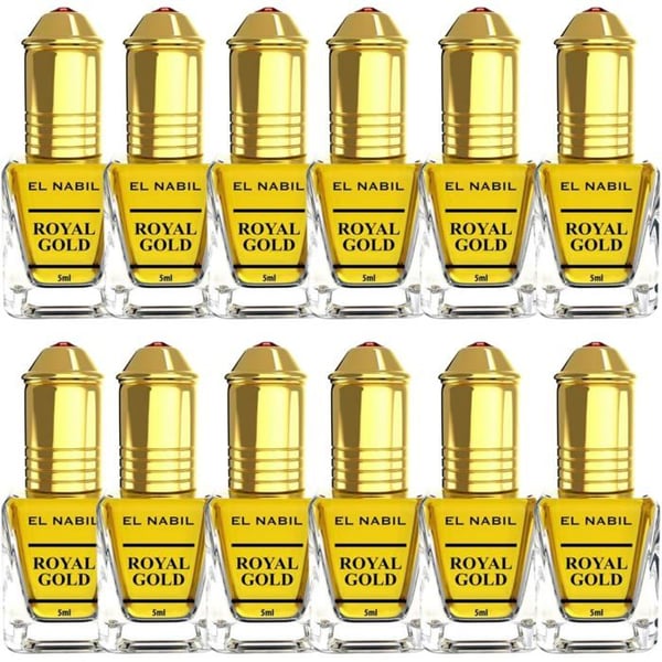 Parfym - EL NABIL - Royal Gold - Extrait de parfum (olja) - Lot 12 x 5 ml - Unisex, alkoholfri