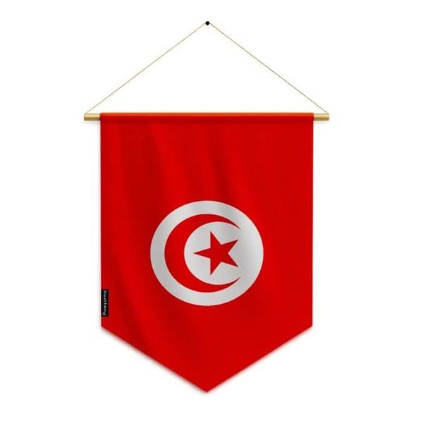 Fanjon – Tunisiens flagga – 30 x 45 cm – Polyester – Att hänga – Pixelforma