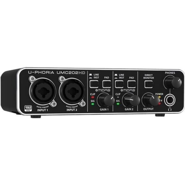 Ääniliitäntä - BEHRINGER - U-PHORIA UMC202HD - 24 bittiä - 192 kHz - 48 V phantom power Ääniliitäntä - BEHRINGER - U-PHORIA UMC202HD - 24 bittiä - 192 kHz - 48 V phantom power