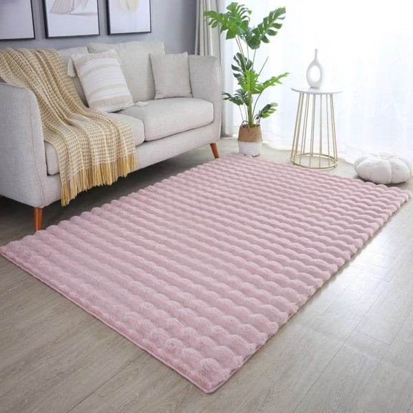 Ayyildiz halkmatta halkskyddad Rosa 160 x 230 cm långhårig, halkskyddad, enfärgad, mjuk och tvättbar, vardagsrum, baksida i