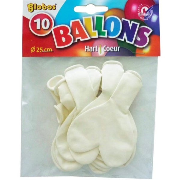 Graine Créative - Uppblåsbara Vit Hjärta Ballonger (x10)