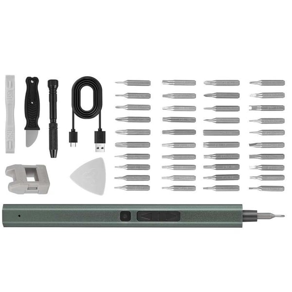 Elektrisk Skruvmejsel - AVIZAR - Precisionsmodell - 49 Bits - Uppladdningsbar USB - Grön