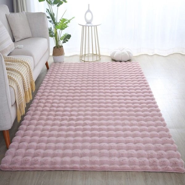 Ayyildiz halkmatta halkskyddad Rosa 160 x 230 cm långhårig, halkskyddad, enfärgad, mjuk och tvättbar, vardagsrum, baksida i