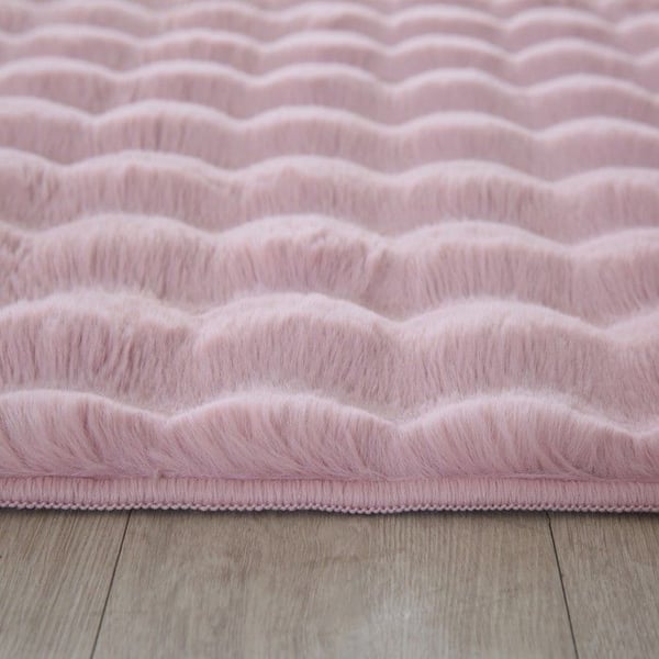 Ayyildiz halkmatta halkskyddad Rosa 160 x 230 cm långhårig, halkskyddad, enfärgad, mjuk och tvättbar, vardagsrum, baksida i