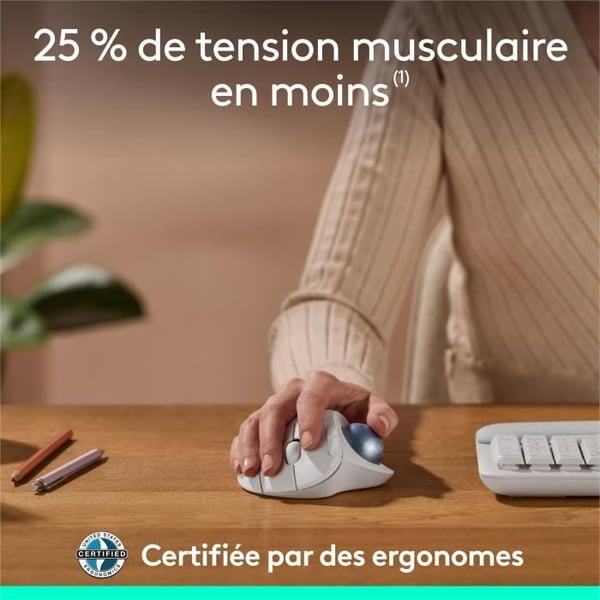 Mus - Trådlös - Logitech - Ergo M575S - Vit