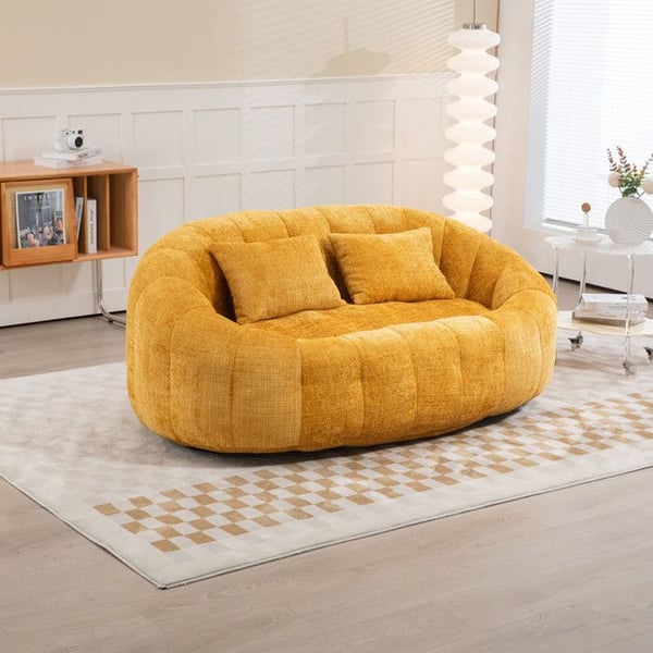 Canapé Bönsäcksoffa Lata Soffa Hållbar Komfort Recliner Accent Golv Mjuk Loungestol i Gul Chenille