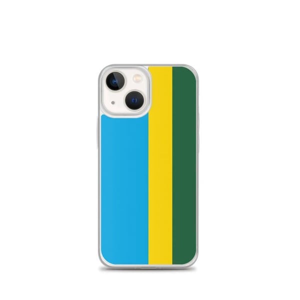 Mobilskal – Rwandas flagga – Kompatibel med iPhone 13 mini – Mjuk fodral – Slitstark och stötabsorberande - Silikon - Pixelforma