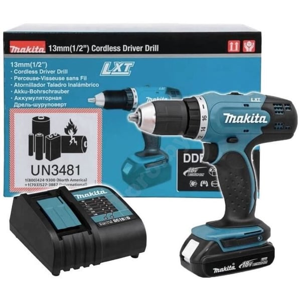 Makita DDF453SYX5 DDF453SYX5 18 V 1,5 Ah Li-Ion sladdlös borrmaskin + batteri + laddare