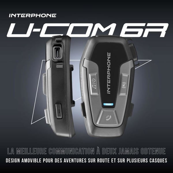 Intercom Bluetooth - INTERPHONE - UCOM6R - Lång batteritid - Uppladdningsbar USB - Svart