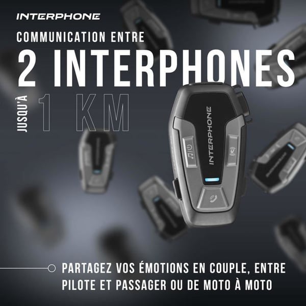 Intercom Bluetooth - INTERPHONE - UCOM6R - Lång batteritid - Uppladdningsbar USB - Svart