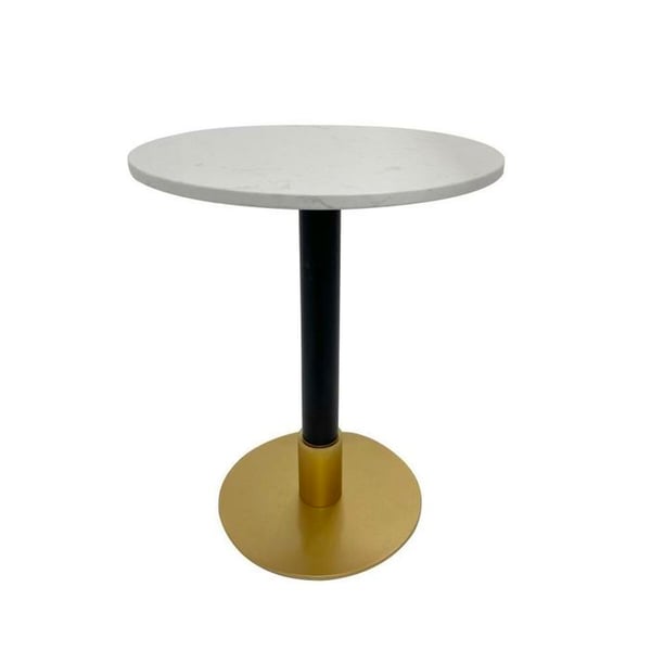 Sidoffbord - DKD HOME DECOR - Metall och Marmor - Rund - Vit/ svart - samtida
