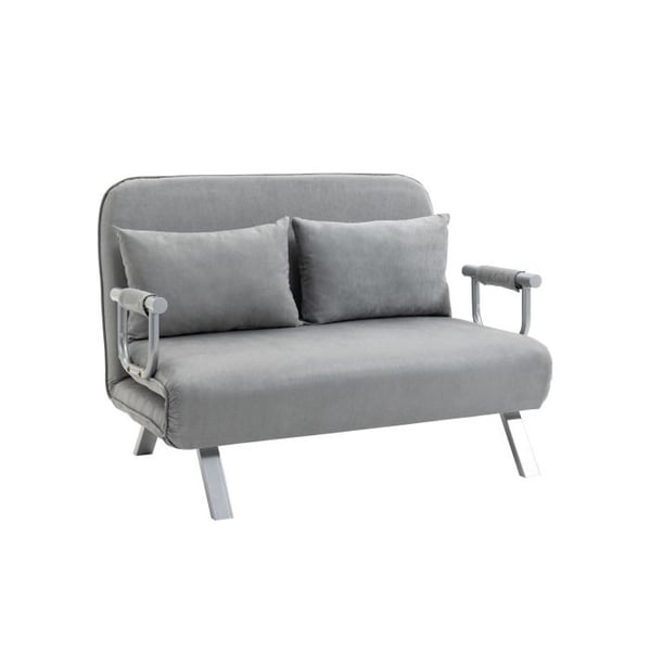 HOMCOM Sovesofa til to personer Funktion som seng & puder, Justerbar sofa, op til 150kg, lys grå