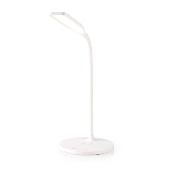 LED Skrivbordslampa - NEDIS - 15 W - Taktil Dimmer - Trådlös Laddare - Vit