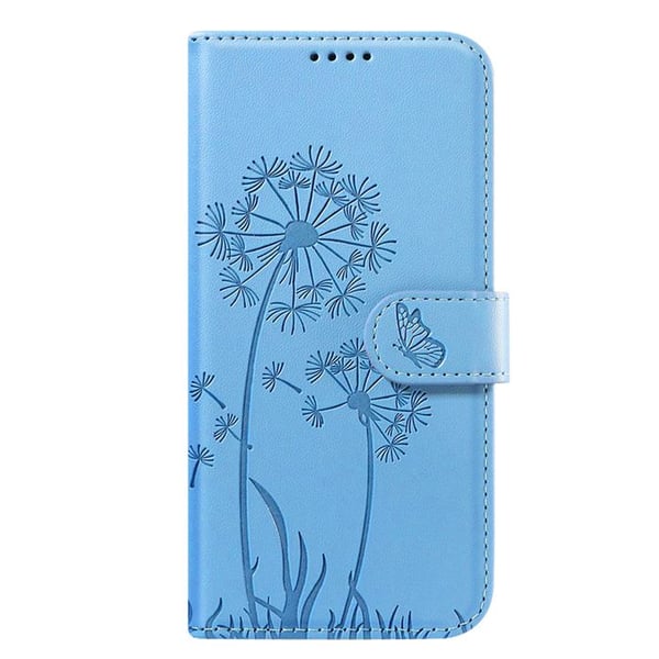 Plånboksfodral - ZANAÉ - iPhone 11 - Syntetläder - Blommor och Fjäril - Ljusblå