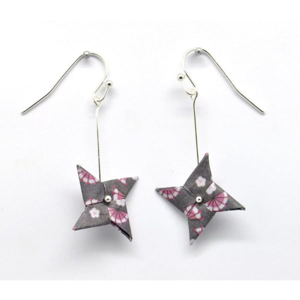 Cocotte - Örhängen i origami-papper Tourniquet Rosa grå f.