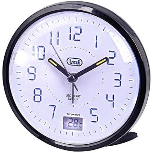 Trevi SL 3P27 Quartz Ur med Alarm, Stor Cifferblad med Høj Læselighed, Stille Sweep Urværk, LED-belysning, indikator