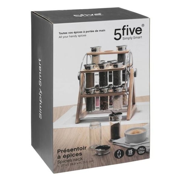Stöd för 15 kryddburkar i bambu - 5 five simply smart
