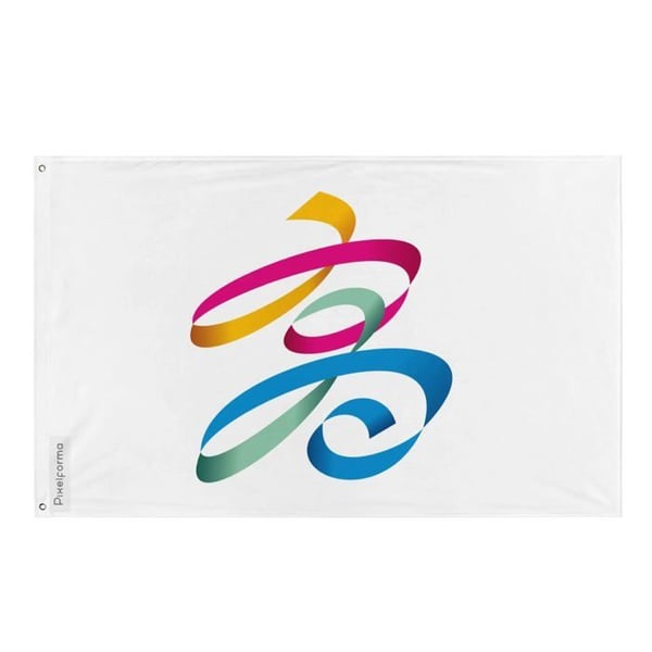 Kaohsiung-signaturflagga – 64 x 96 cm – Hållbar polyester – 2 metallöglor – Inomhus-/Utomhusbruk – Pixelforma