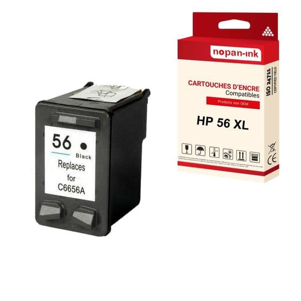 NOPAN-INK - x1 patron kompatibel med HP 56 XL 56XL (C6656AE) kompatibla med HP HP PhotoSmart 7100 7150 7200 7260 7300 7345 7350 74