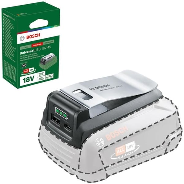 Universalladdare - BOSCH - 18V-45 - USB-C och USB-A - Kompakt och bärbar - Laddningsindikator