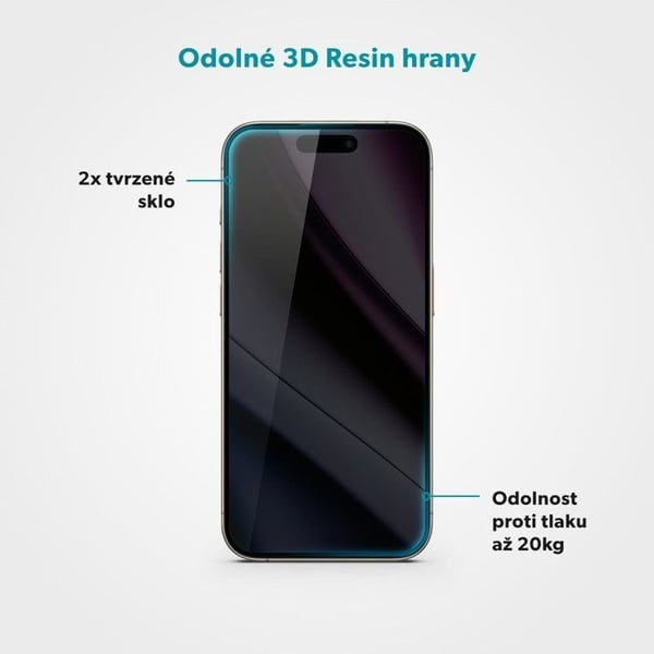 3D Epico Privacy skärmskydd för iPhone 16 Pro Max med installationsram