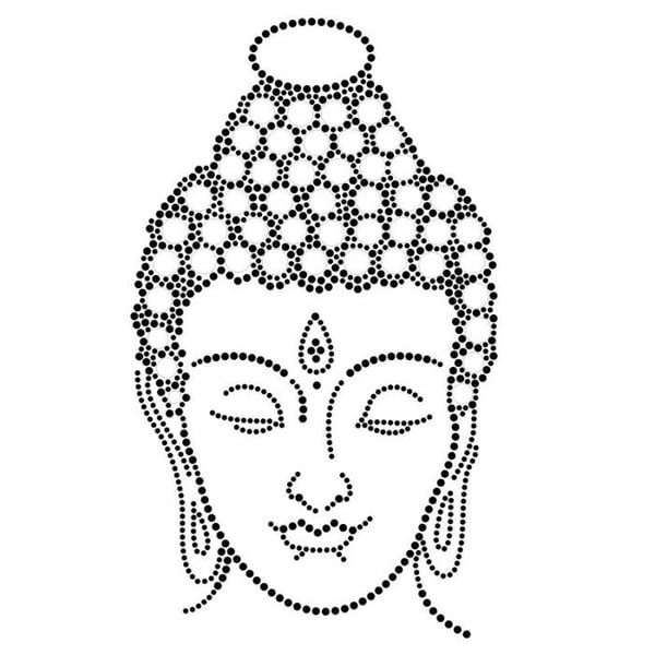 Ki-Sign - Värmeöverföringstryck med nitar och strass Buddha 25x15 cm