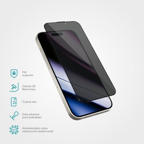 3D Epico Privacy skärmskydd för iPhone 16 Pro Max med installationsram