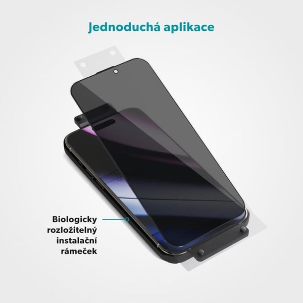 3D Epico Privacy skärmskydd för iPhone 16 Pro Max med installationsram