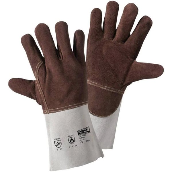 Skyddshandskar L+D worky 1806 Split läder EN 388 + EN 407 Handstorlek - Brun