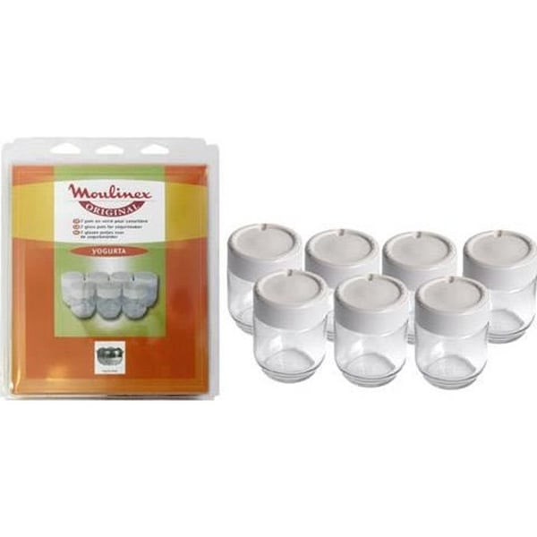 Set med 7 Moulinex yoghurt maker krukor - Vit - Tillbehör för Yoghurt maker