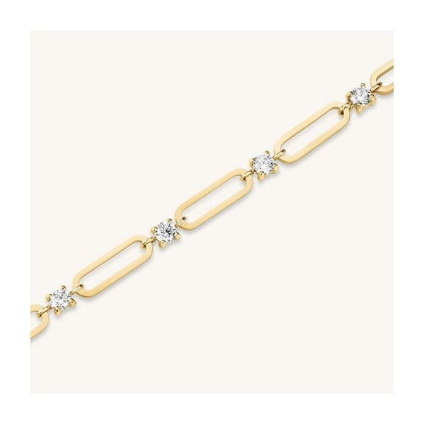 Elegant armbånd i forgyldt med krystaller Rund JBRCG-J1024