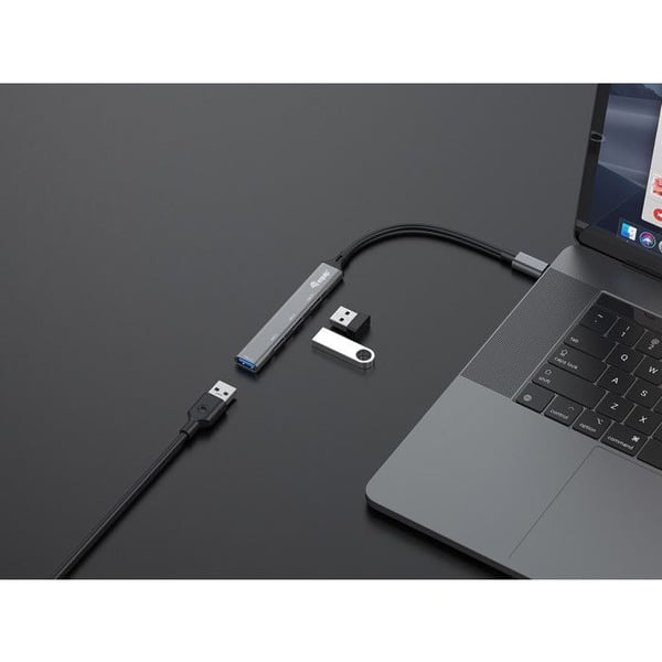 USB-hubb 4 portar - Equip - 128961 - USB 3.2 Gen 1 - Typ-C och Typ-A - Aluminium Svart/grå